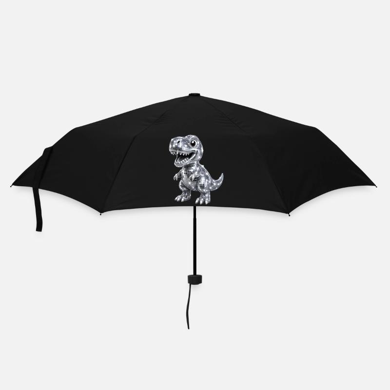 Süßer Dino T-Rex Disco Glitzer 80s 90s - Regenschirm (klein) - Schwarz