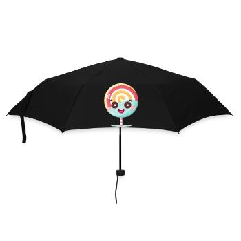 Niedliches Lolli-Charme Motiv - Regenschirm (klein) - Schwarz - Vorne