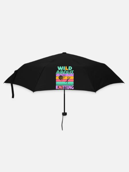 Stricken - Wild about knitting - Regenschirm (klein) - Schwarz