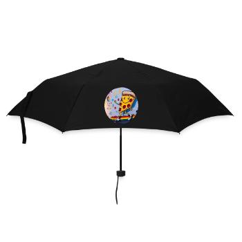 Pizza Slice Skateboard Graffiti - Regenschirm (klein) - Schwarz - Vorne