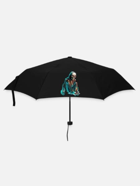 Skeleton Riding Skateboard - Umbrella (small) - black