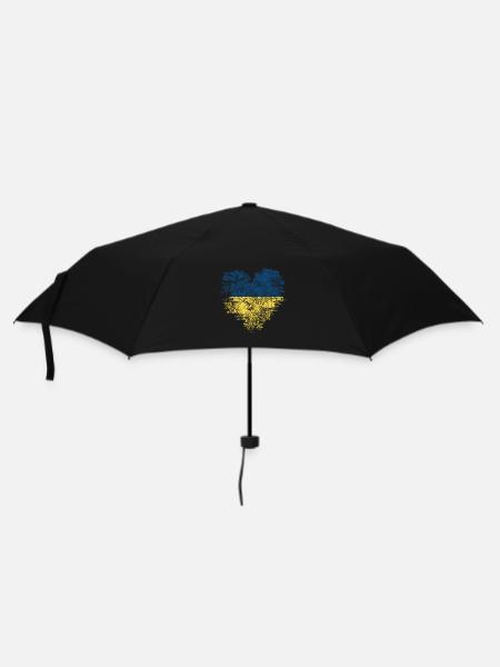 Ukraine Hilfe - Frieden für die Ukraine - Herz - Regenschirm (klein) - Schwarz