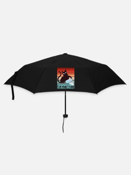 I do what I want. Funny cat with milk carton - Umbrella (small) - black