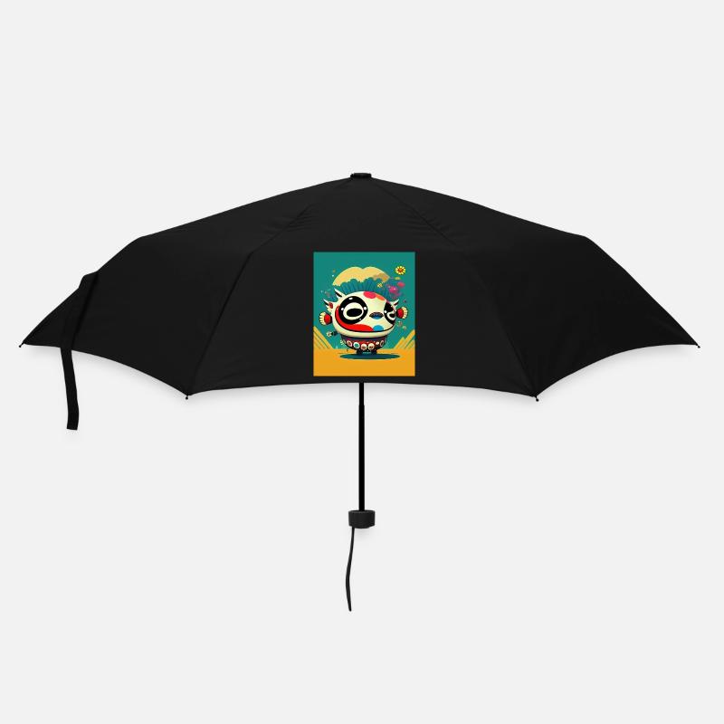 Japan 3d Art - Regenschirm (klein) - Schwarz