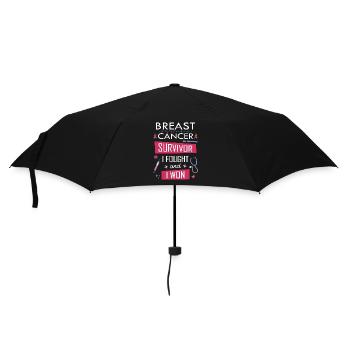 Brustkrebs Überlebende, Ich kämpfte und gewann - Regenschirm (klein) - Schwarz - Vorne