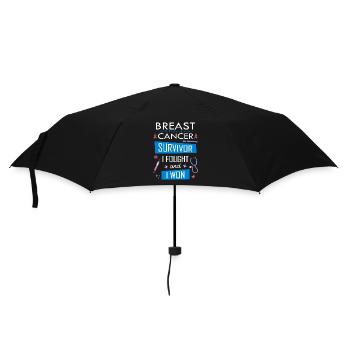 Brustkrebs Überlebende, Ich kämpfte und gewann - Regenschirm (klein) - Schwarz - Vorne
