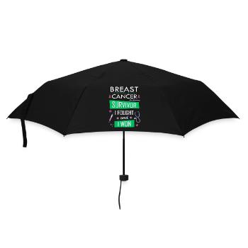 Brustkrebs Überlebende, Ich kämpfte und gewann - Regenschirm (klein) - Schwarz - Vorne