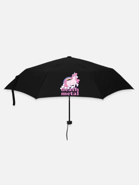 Lustig Death Metal Einhorn Regenbogen Metalhead - Regenschirm (klein) - Schwarz