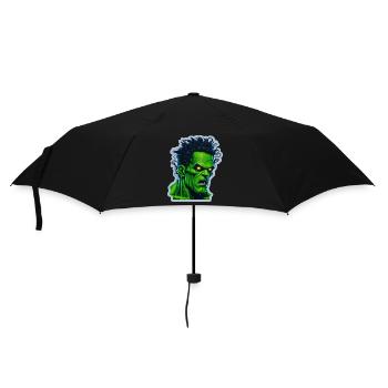 green halloween monster - Umbrella (small) - black - Front