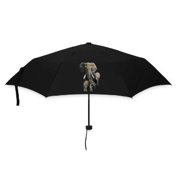 Elephant mom with babies as a drawing - Umbrella (small) - black - Front