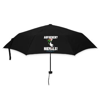 Frosch und Storch - Aufgeben? Niemals! - Regenschirm (klein) - Schwarz - Vorne