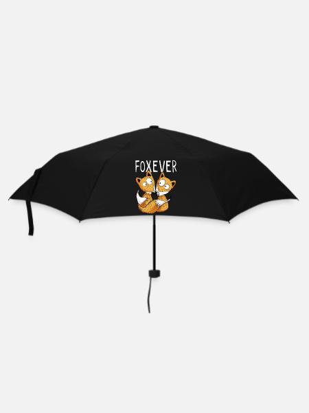 Foxever - Forever - Fuchs - Partnerschaft - Paar - Regenschirm (klein) - Schwarz