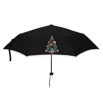 Christmas Sewing Machine Xmas Tree Quilter Lover - Umbrella (small) - black - Front