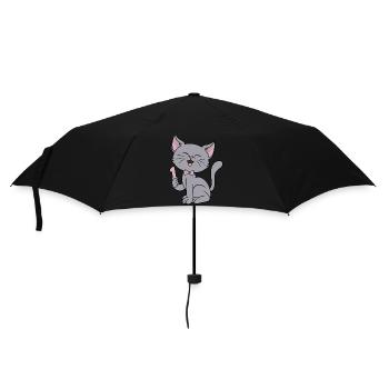 1 Jahr alt Mädchen lustige Katze 1. Geburtstag - Regenschirm (klein) - Schwarz - Vorne