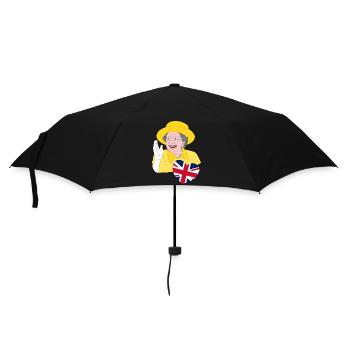British Queen Elizabeth II with Union Jack - Umbrella (small) - black - Front
