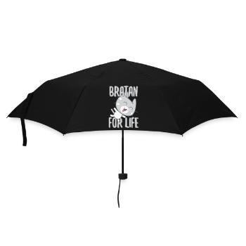 Bratan Katze Kater grau Geschenk - Regenschirm (klein) - Schwarz - Vorne