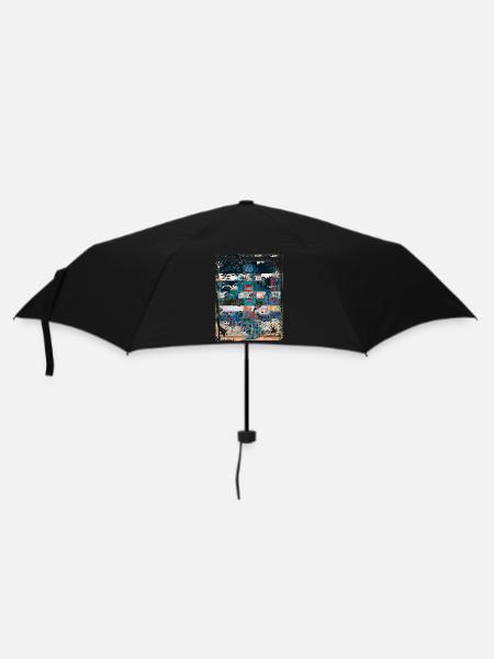 Japan City Night Streets View Collage Art 97 - Regenschirm (klein) - Schwarz
