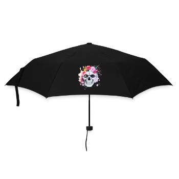 Totenkopf - Floral Skull Design - Trend Design - Regenschirm (klein) - Schwarz - Vorne