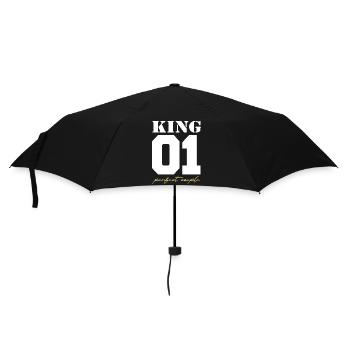King and Queen King couple white and gold - Umbrella (small) - black - Front