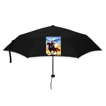 Samurai rides on horse - Samurai on horse - Umbrella (small) - black - Front