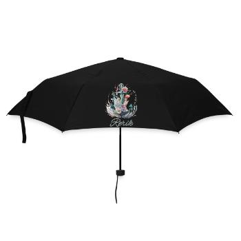 Rerik-Anker mit Blumen - Regenschirm (klein) - Schwarz - Vorne