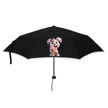 Hund mit Eiscreme - Regenschirm (klein) - Schwarz - Vorne