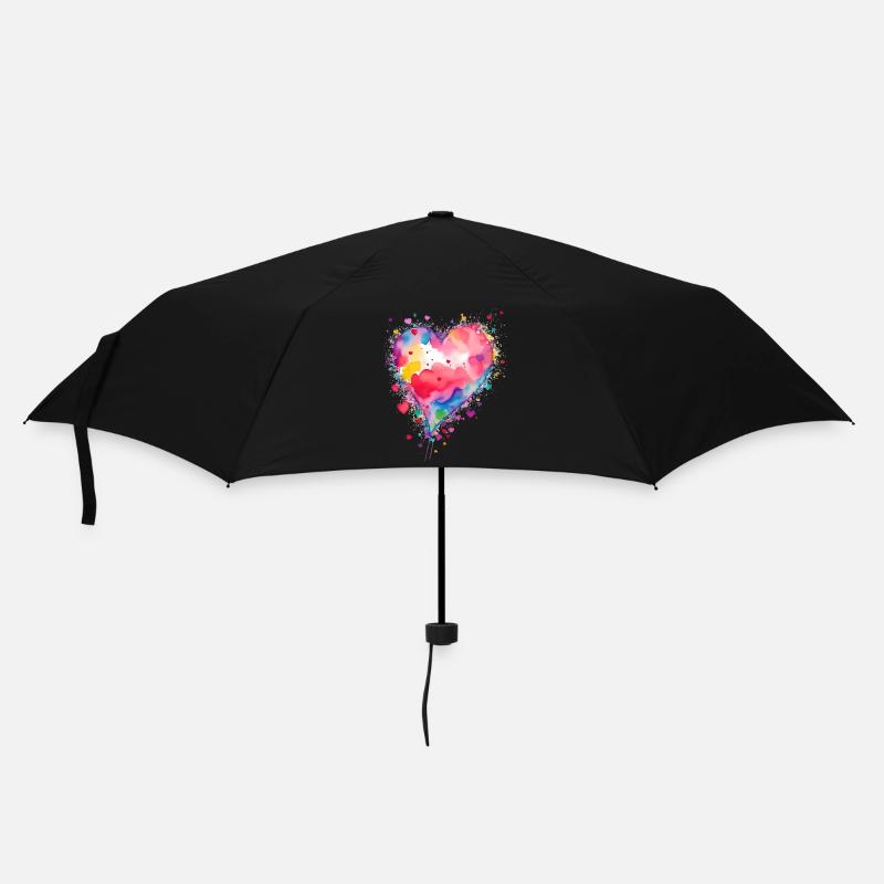 Herz - Regenschirm (klein) - Schwarz