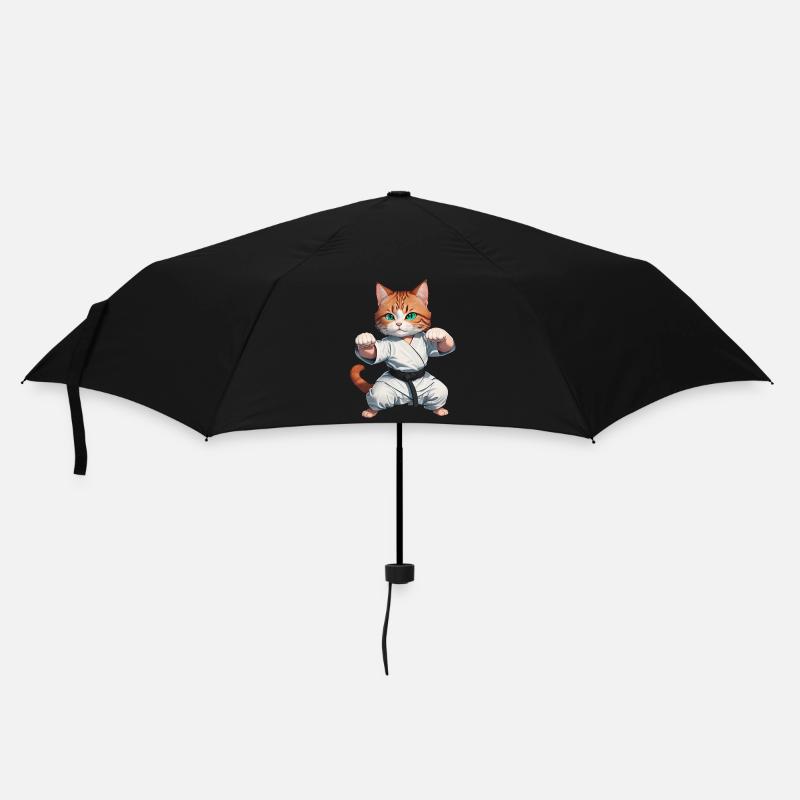 Karate Katze - Kung-Fu Kater - Regenschirm (klein) - Schwarz