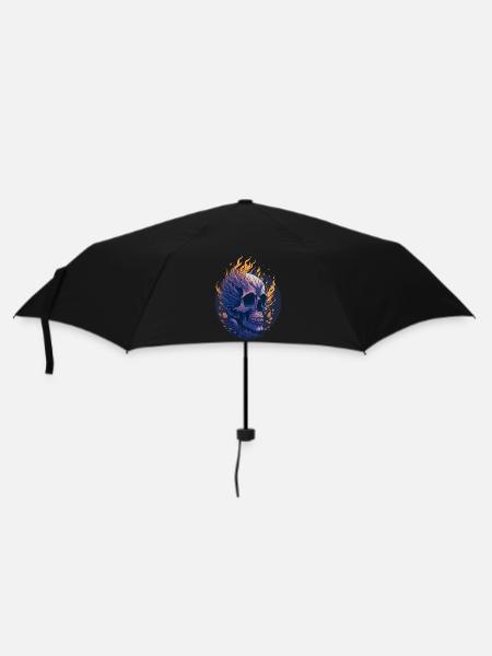 Feuerschädel - Regenschirm (klein) - Schwarz