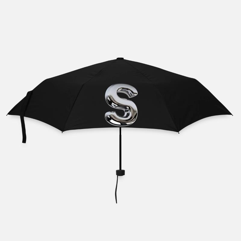 Chrome Letter S - Regenschirm (klein) - Schwarz
