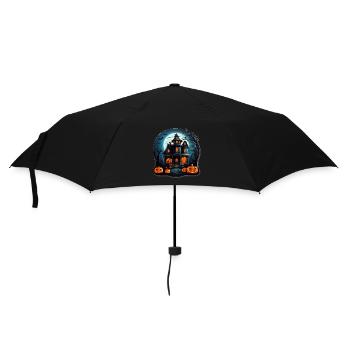 Halloween Haus - Regenschirm (klein) - Schwarz - Vorne