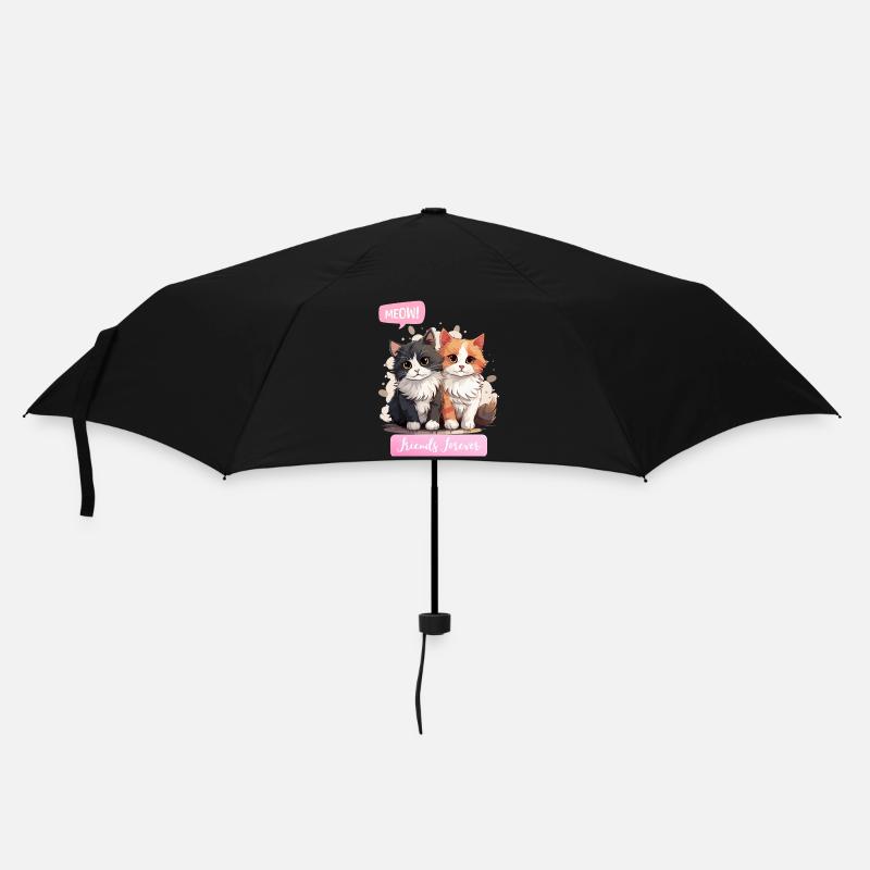 Entzückende Katze Duo Freundschaft Illustration - Regenschirm (klein) - Schwarz