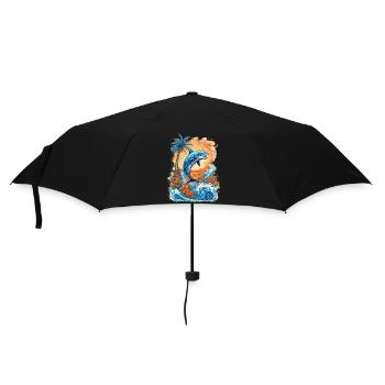 Funny Dolphin - Regenschirm (klein) - Schwarz - Vorne
