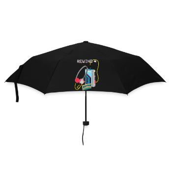 Retro Music Rewind Cassette Design - Umbrella (small) - black - Front