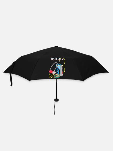 Retro Music Rewind Kassette Design - Regenschirm (klein) - Schwarz