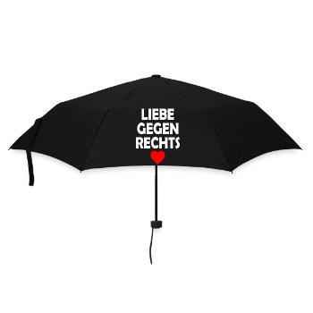 Liebe gegen rechts - Regenschirm (klein) - Schwarz - Vorne