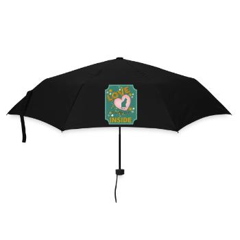 Liebe in meinem Katzenherz-Design - Regenschirm (klein) - Schwarz - Vorne