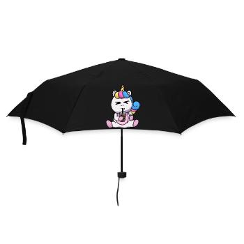 Bubble Tea Drinking Unicorn Anime Kawaii - Umbrella (small) - black - Front