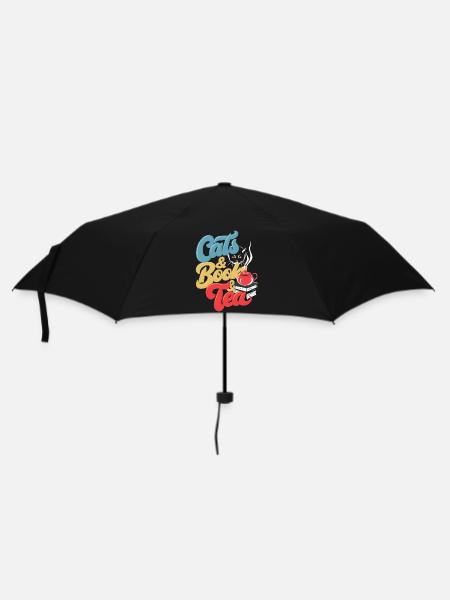 Katzen und Tee Druck - Regenschirm (klein) - Schwarz