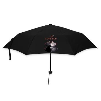 2 schwarze und graue Katzen Ich liebe dich - Regenschirm (klein) - Schwarz - Vorne