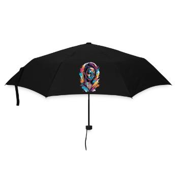 Colourfully veiled: The mask wearer - Umbrella (small) - black - Front