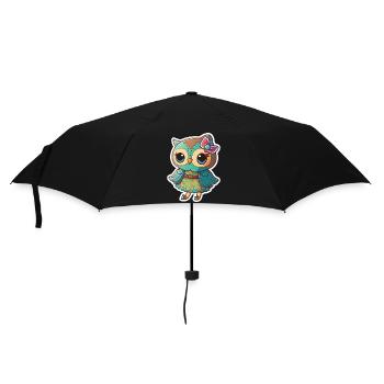 Cute Owl Kawaii Mascot - Umbrella (small) - black - Front