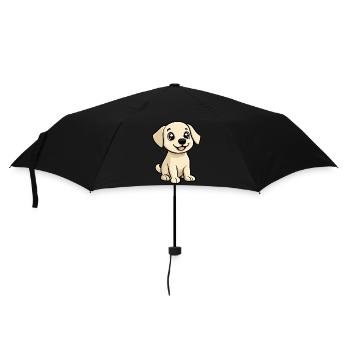 Labrador Hund Comic Niedlich - Regenschirm (klein) - Schwarz - Vorne
