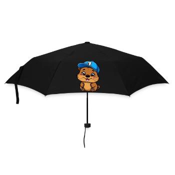 Jubelnder Biber-Fan - Regenschirm (klein) - Schwarz - Vorne