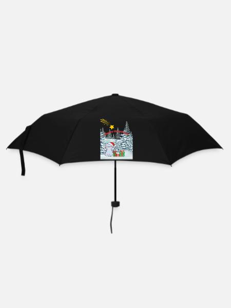 Cat in romantic Christmas landscape - Umbrella (small) - black