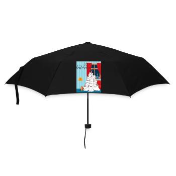 Merry Catmis - Christmas tree made of cats - Umbrella (small) - black - Front