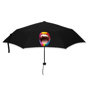 Bouche avec rouge à lèvres arc-en-ciel - Parapluie standard - noir - Devant
