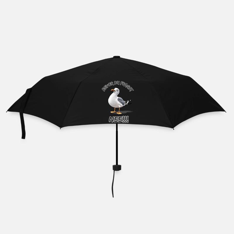 Lustiger Spruch mit Möwe Bevor du fragst Nee !!! - Regenschirm (klein) - Schwarz