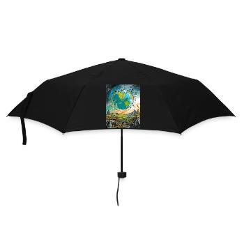 Unsere Erde - Regenschirm (klein) - Schwarz - Vorne