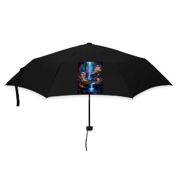 Magical Forest with Waterfall - Umbrella (small) - black - Front